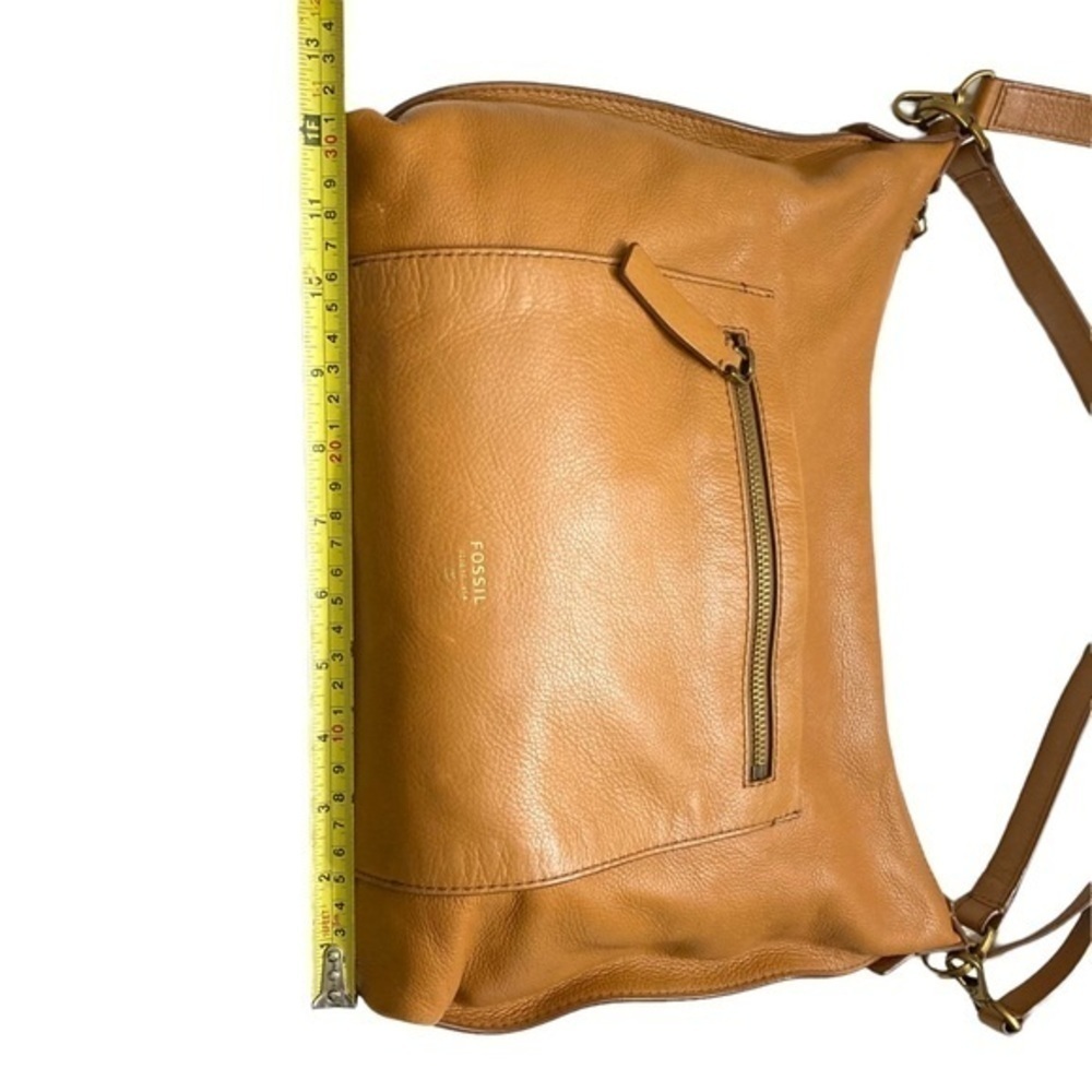 Fossil light brown leather two way shoulder messenger bag unisex - Picture 4 of 16